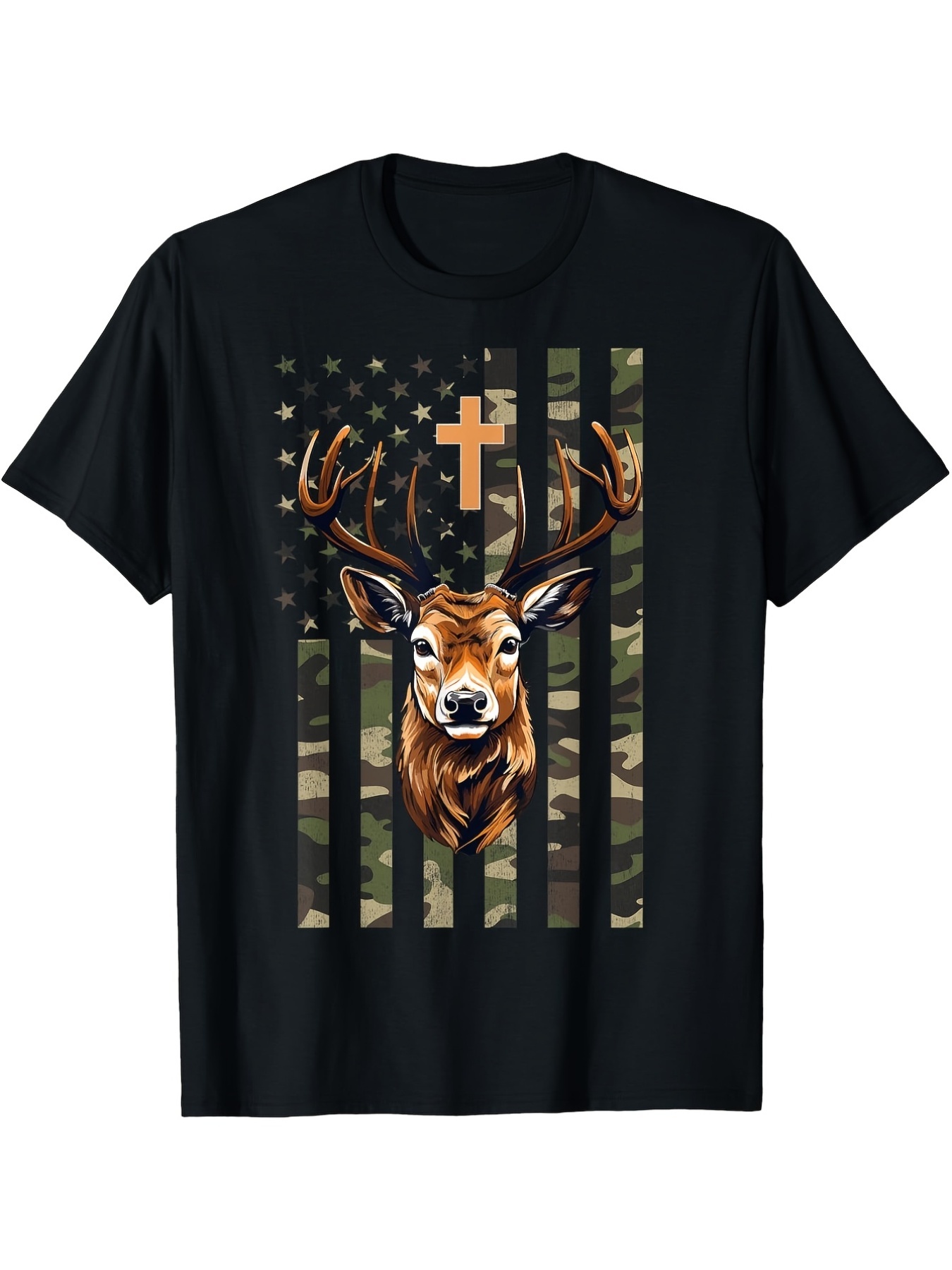 Hunting Outdoor Apparel - Christelijk hertenjacht-camo-T-shirt voor heren - Retro
