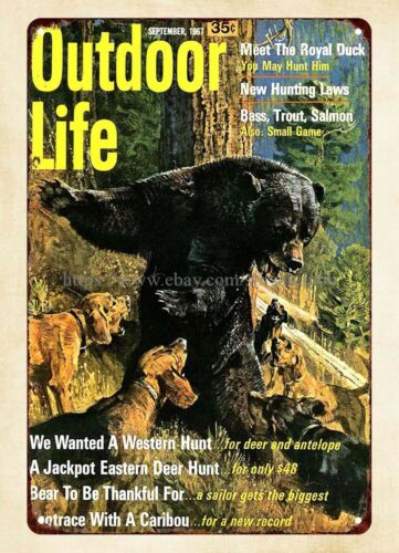 Hunting Dog Outdoor - kantoorwanddecoratie 1967 Outdoor Life beerjachthonden metalen