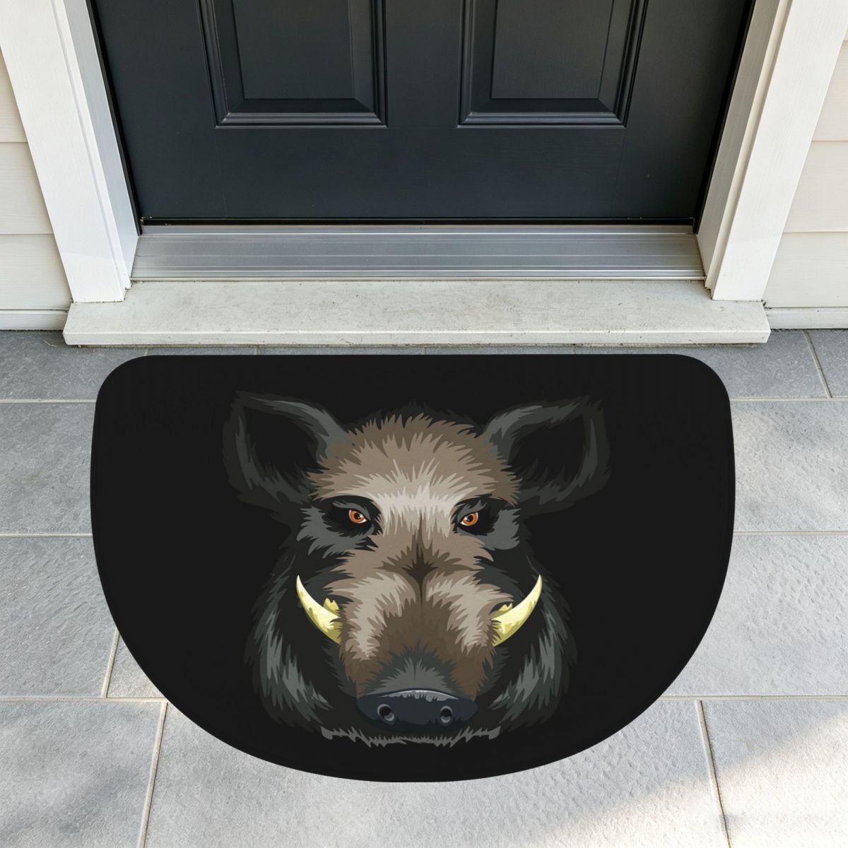 Hunting Outdoor Mat - Grappige Wildzwijnenjacht Zachte Flanellen Halfronde Deurmat