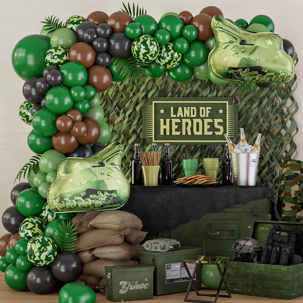 Hunting And Camping In Jungle - 115/119 Stuks Groene Camouflage Ballon Garland