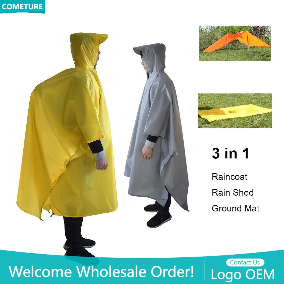 Hunting Outdoor Mat - Regenjas 3-in-1 wandelponcho Waterdicht Buiten Kamperen