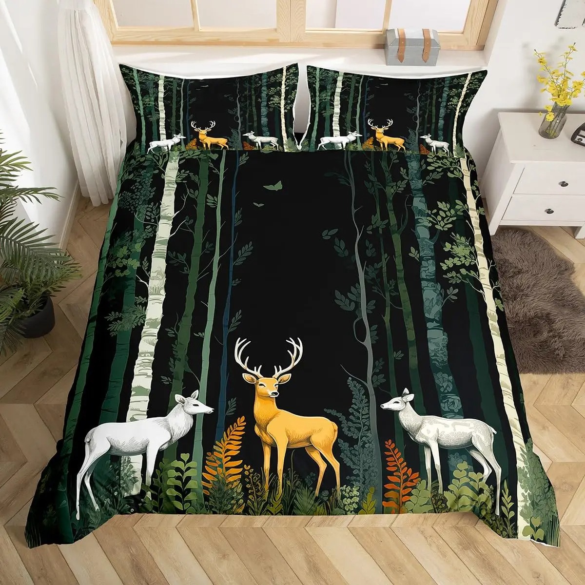 Herten Elanden Dekbedovertrek  - Hunting And Camping In Forest recensie en prijs