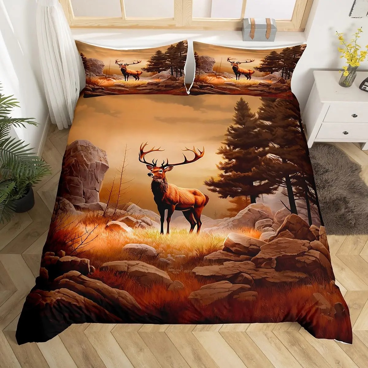 Herten Elanden Dekbedovertrek  - Hunting And Camping In Forest recensie en prijs